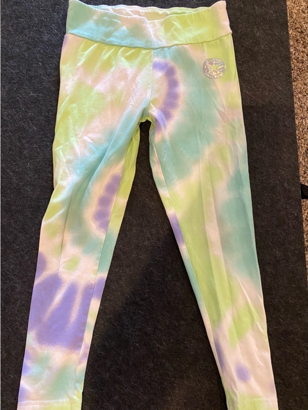 Converse Kids Tie-Dye Leggings in Green, Purple & White